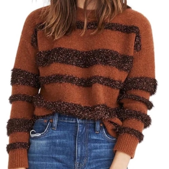Madewell Sweaters - Madewell tinsel sweater stripe wool fuzzy L